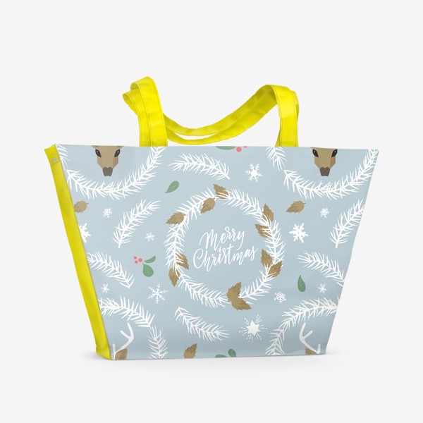 Пляжная сумка «Рождественский паттерн с оленями»