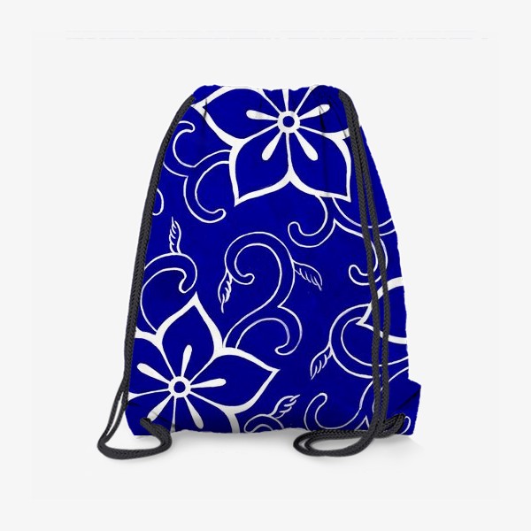 Рюкзак «Синее полотно с белыми цветами»