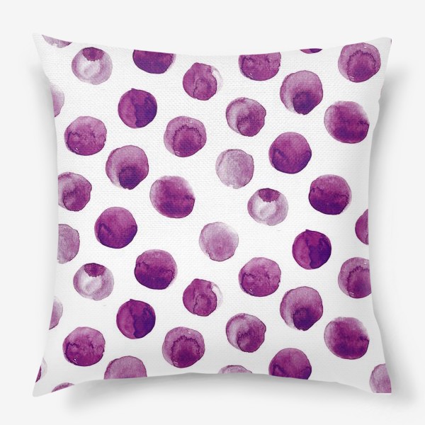 Подушка «Фиолетовые акварельные круги, горошек акварель»