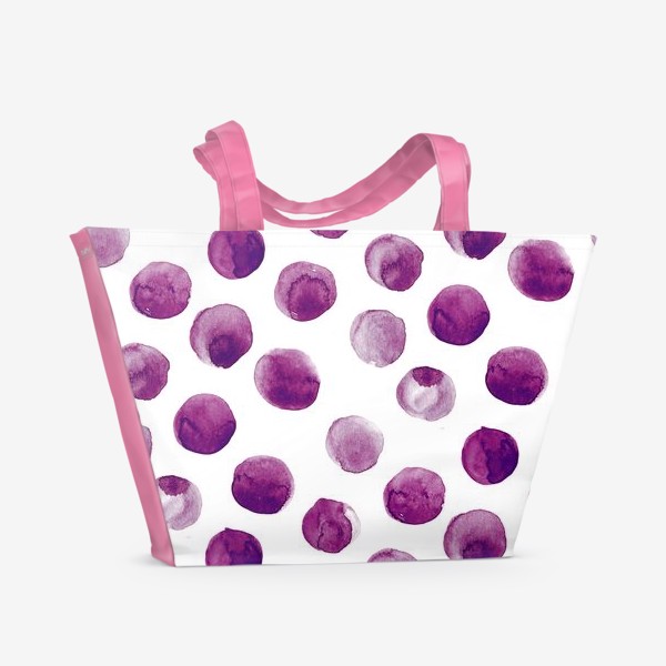 Пляжная сумка &laquo;Фиолетовые акварельные круги, горошек акварель&raquo;