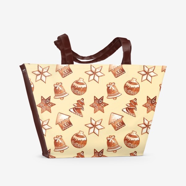 Пляжная сумка «Новогоднее печенье акварель»
