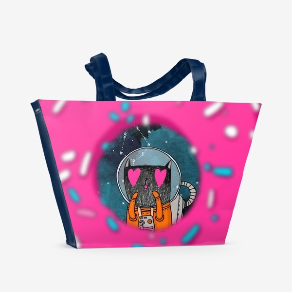 Пляжная сумка «кот и пончик»