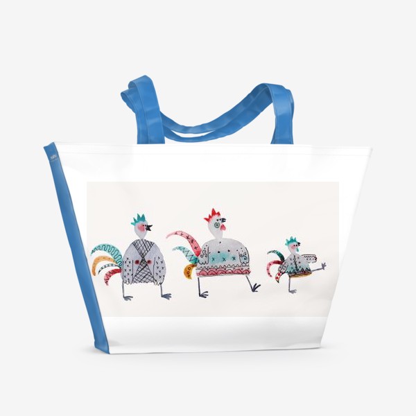 Пляжная сумка «Веселые петухи»