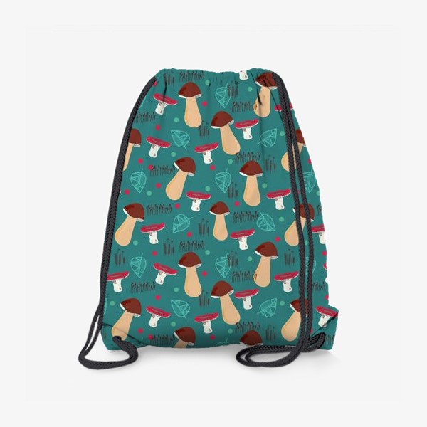 Рюкзак «Лесной паттерн: грибы, листья, мох»