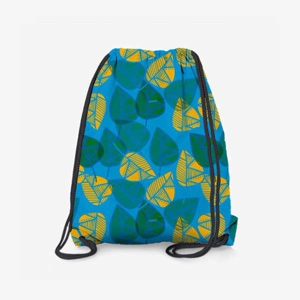 Рюкзак «Полупрозрачные листья на синем фоне»
