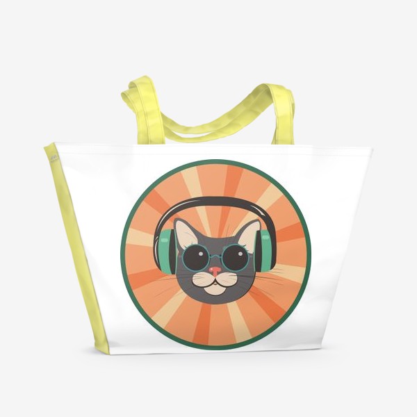 Пляжная сумка «musical retro cat»