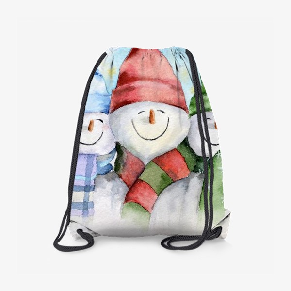 Рюкзак «Акварель новогодняя Веселые снеговики»
