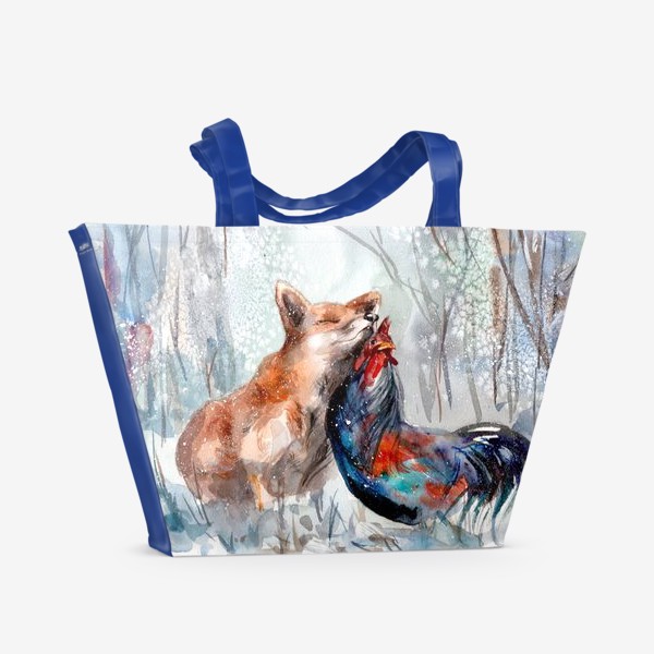 Пляжная сумка «Петух и лиса»