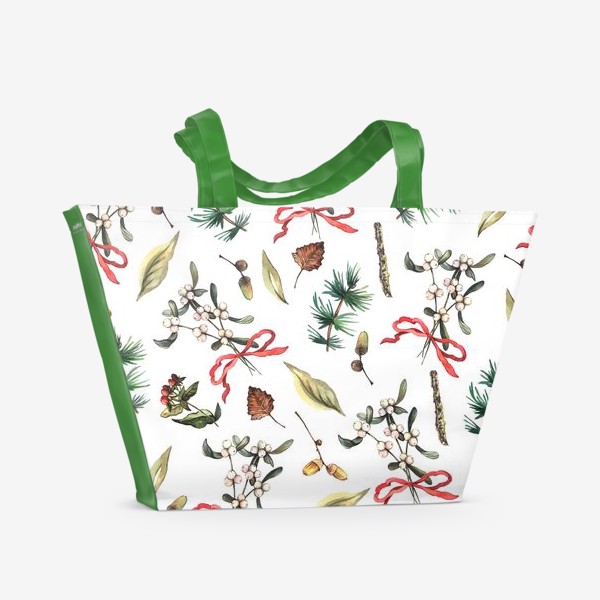 Пляжная сумка «Лесной Рождественский паттерн»