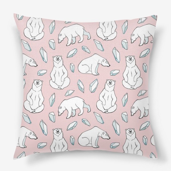 Подушка «Белые мишки на розовом»