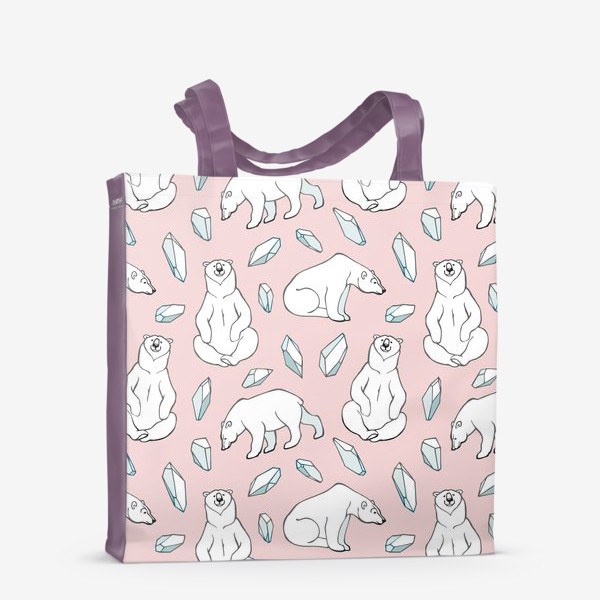 Сумка-шоппер «Белые мишки на розовом»