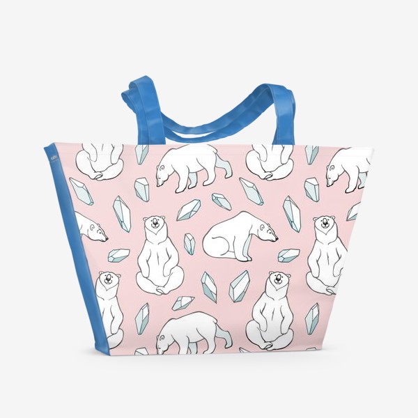 Пляжная сумка «Белые мишки на розовом»