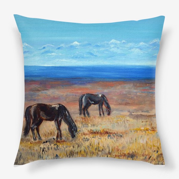 Подушка «Лошадки в Киргизии»