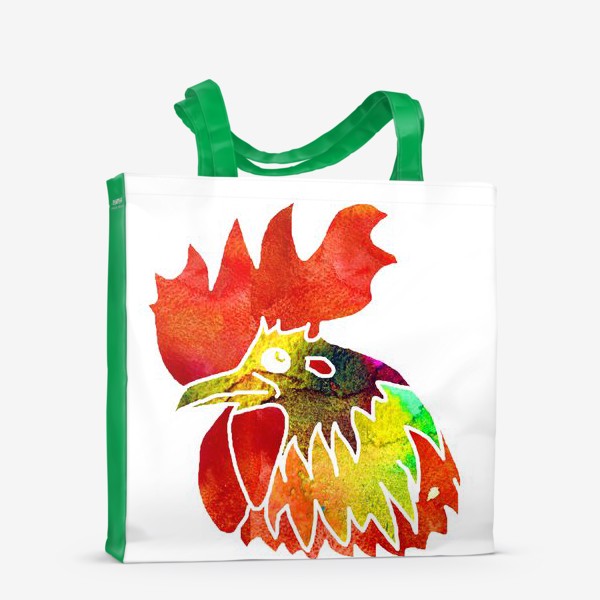 Сумка-шоппер «Акварельный портрет петуха, символ 2017 года Hand drawn wagtercolor rooster»