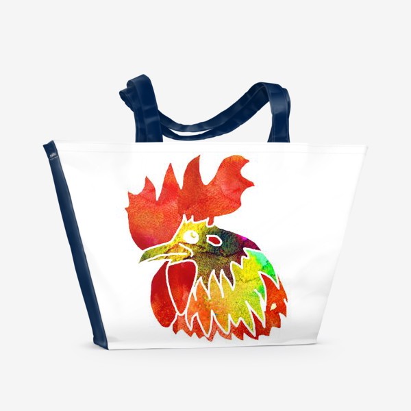 Пляжная сумка «Акварельный портрет петуха, символ 2017 года Hand drawn wagtercolor rooster»