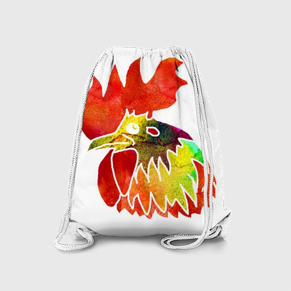 Рюкзак «Акварельный портрет петуха, символ 2017 года Hand drawn wagtercolor rooster»