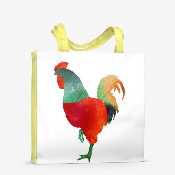 Сумка-шоппер «Акварельная иллюстрация Петух, символ 2017 года Hand drawn watercolor rooster»