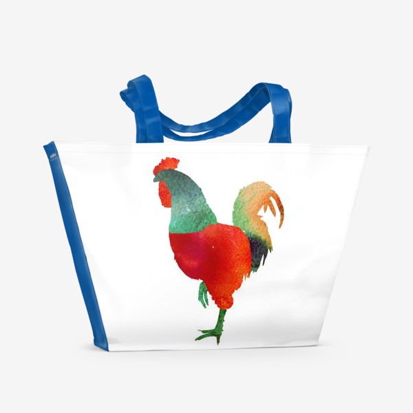 Пляжная сумка &laquo;Акварельная иллюстрация Петух, символ 2017 года Hand drawn watercolor rooster&raquo;