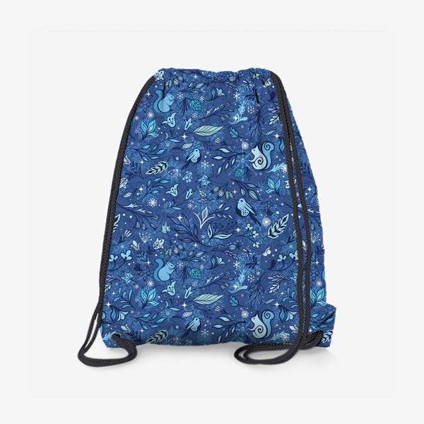 Рюкзак «Волшебный зимний лес на синем фоне»