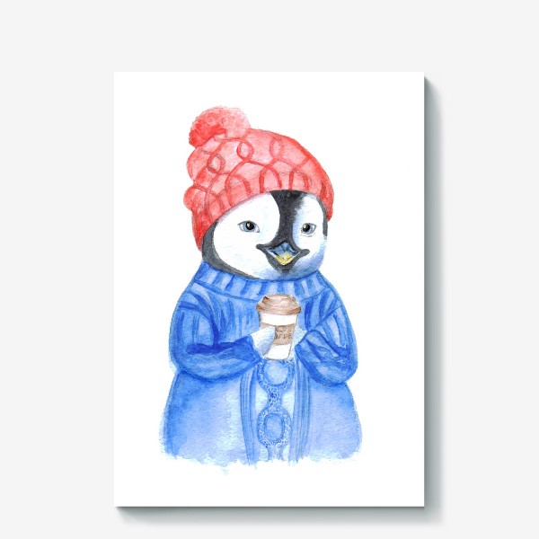 Холст «Пингвин с кофе»
