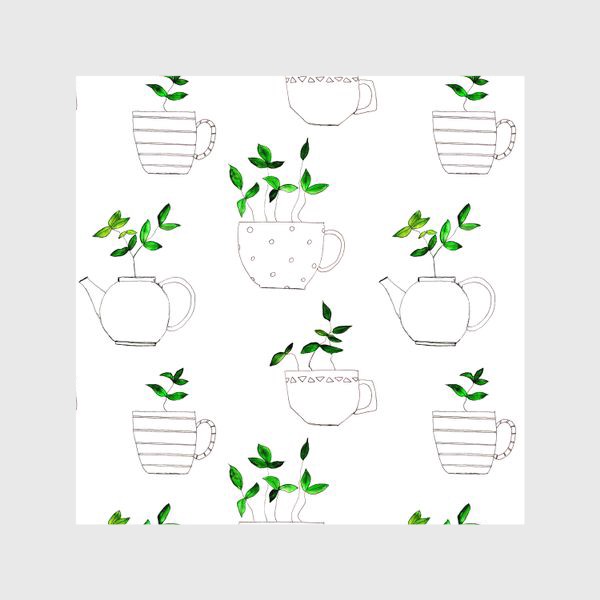 Шторы «Tea plants in tea pots / Чайные листики в чашках»