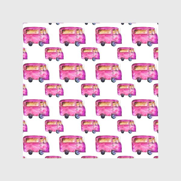 Скатерть «Vintage pink bus pattern / Ретро розовый автобус»