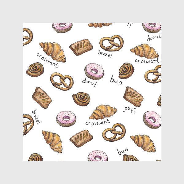 Скатерть «Sweet bakery pattern. Паттерн с выпечкой, сладости»