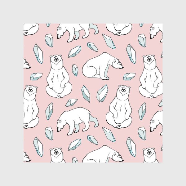 Шторы «Белые мишки на розовом»