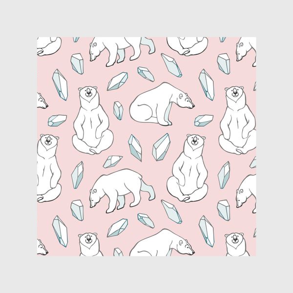 Скатерть «Белые мишки на розовом»