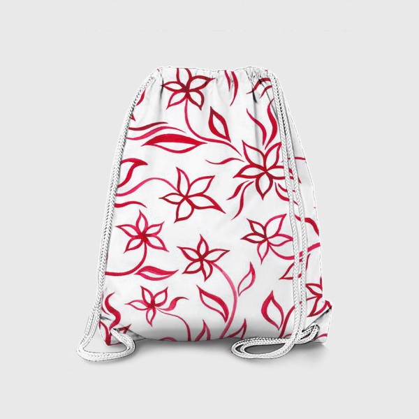 Рюкзак «Паттерн с красными цветами»
