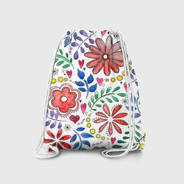 Рюкзак «Цветочки и сердечки»