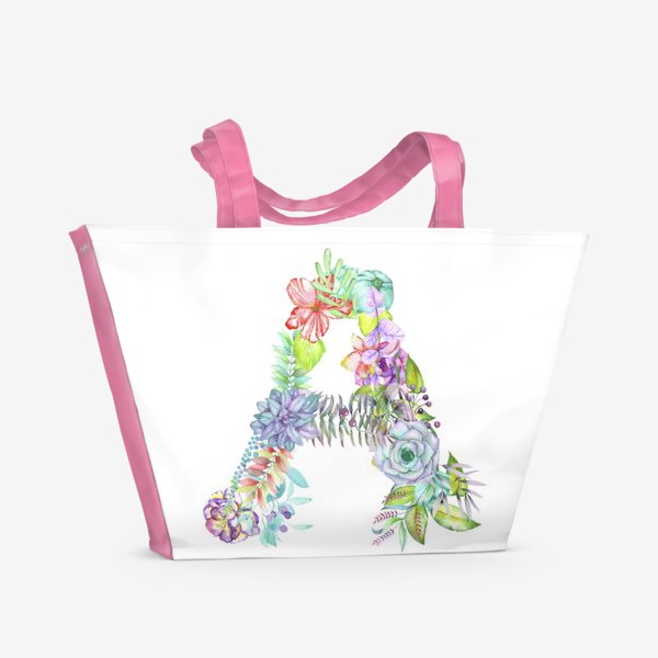 Пляжная сумка «Акварельно-цветочная "А"»