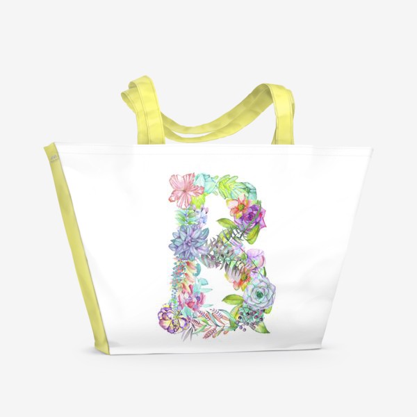 Пляжная сумка «Акварельно-цветочная "В"»