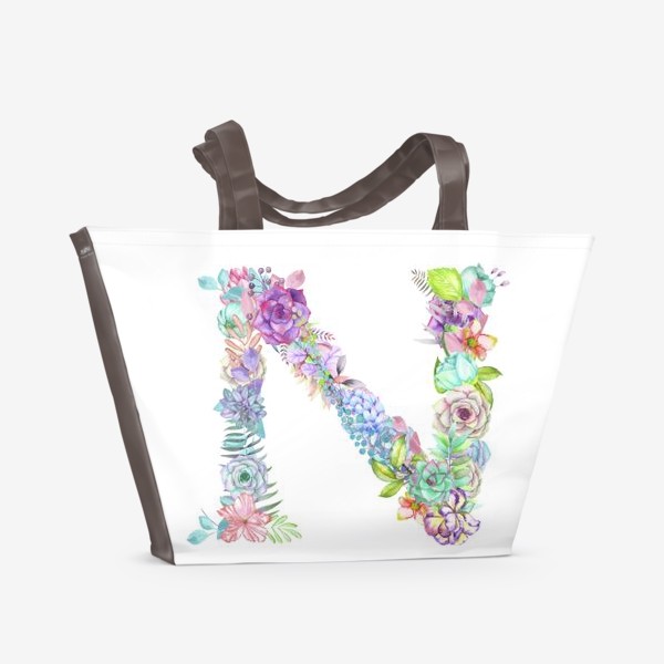 Пляжная сумка «Акварельно-цветочная "N"»