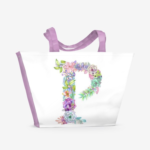 Пляжная сумка «Акварельно-цветочная "P"»