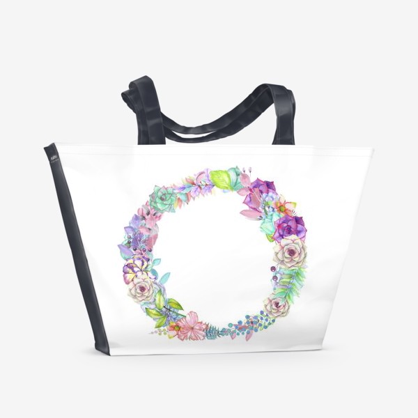 Пляжная сумка «Акварельно-цветочная "O"»