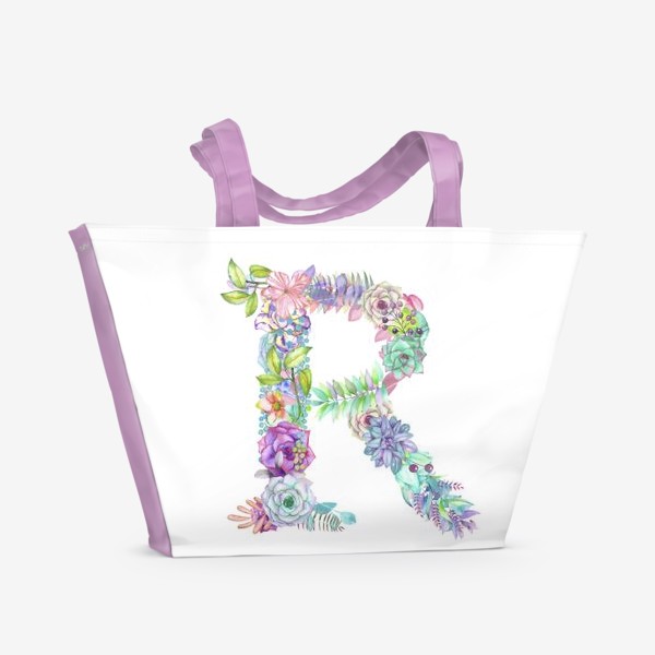 Пляжная сумка «Акварельно-цветочная "R"»