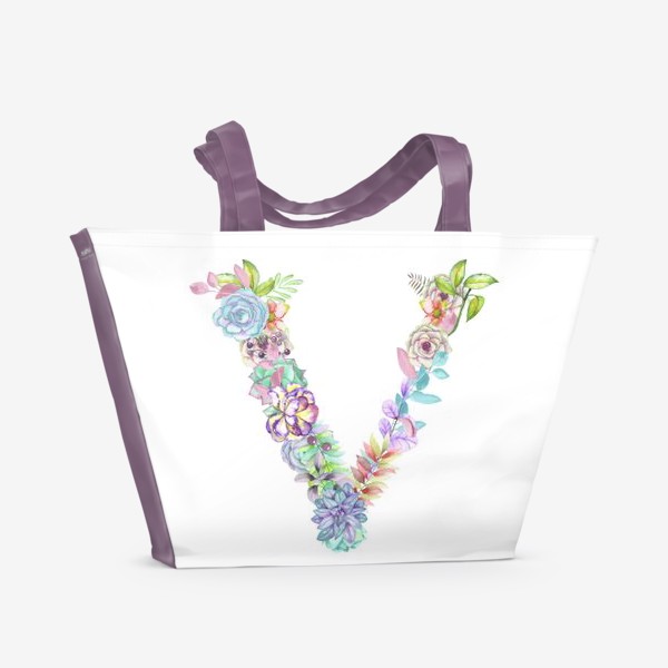 Пляжная сумка «Акварельно-цветочная "V"»