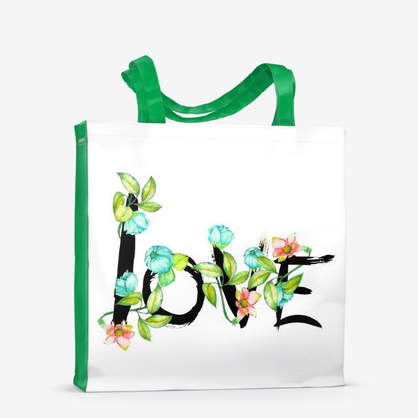 Сумка-шоппер «Акварельно-цветочное слово "LOVE"»