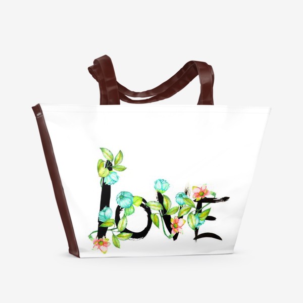 Пляжная сумка «Акварельно-цветочное слово "LOVE"»