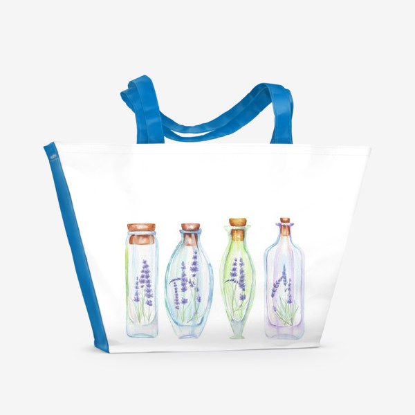 Пляжная сумка &laquo;Акварельные бутылочки с лавандой&raquo;