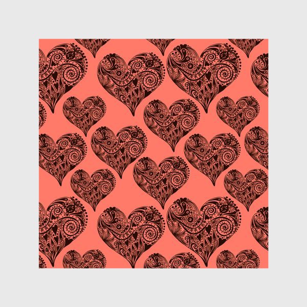 Шторы «Pink Pattern With Graphic Decorative Hearts»