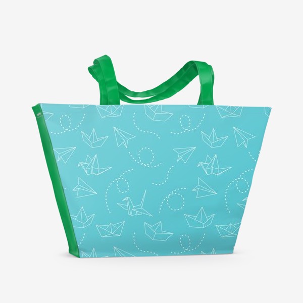 Пляжная сумка «Самолетики, кораблики, журавлики (оригами)»