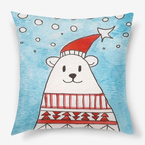 Подушка «Новогодний белый медведь»