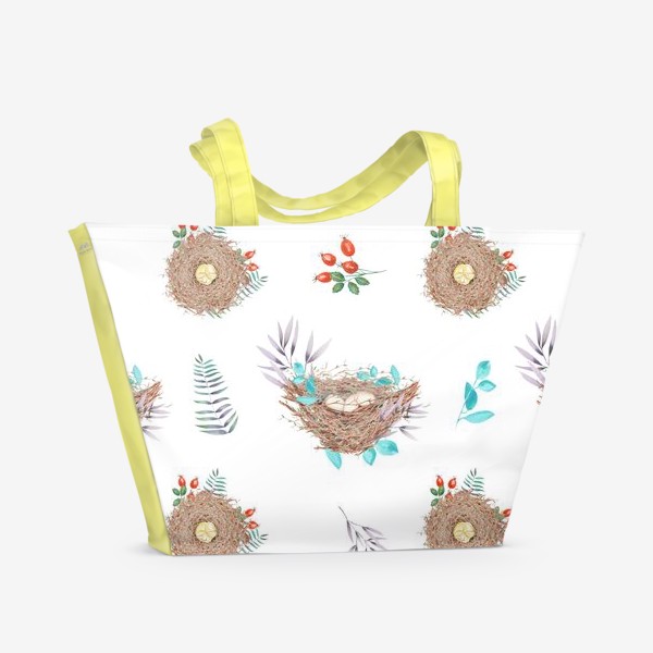 Пляжная сумка «Птичьи гнездышки в волшебном лесу»