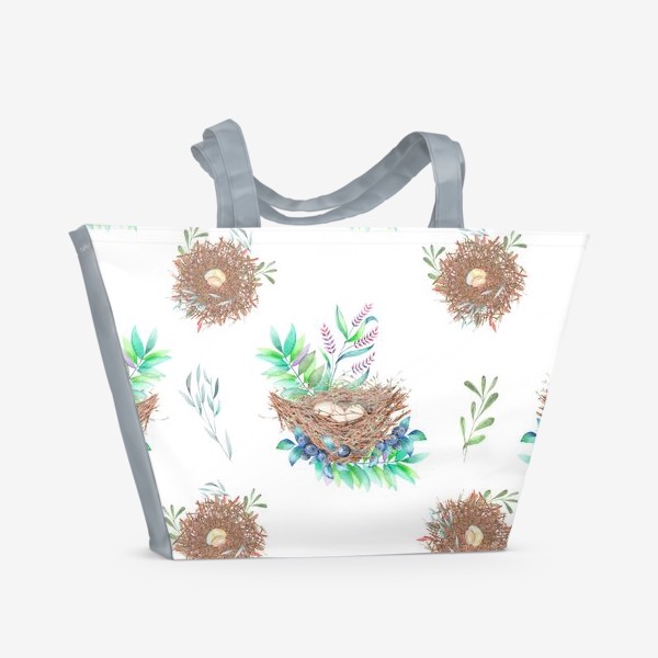 Пляжная сумка «Птичьи гнездышки в лесу»