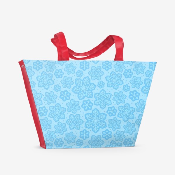 Пляжная сумка «Голубой паттерн со снежинками »