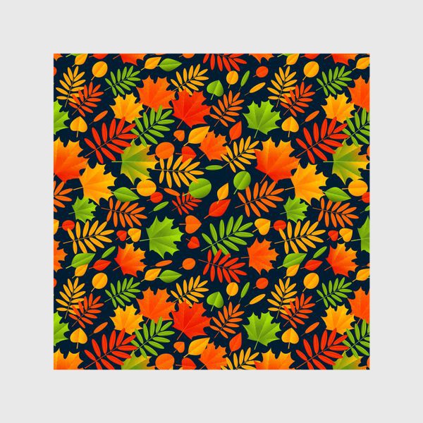 Шторы «Осенний паттерн с разноцветными листьями»