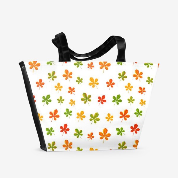 Пляжная сумка «Осенний паттерн с листьями каштана»