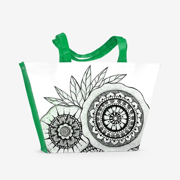 Пляжная сумка «Мандала, цветы»